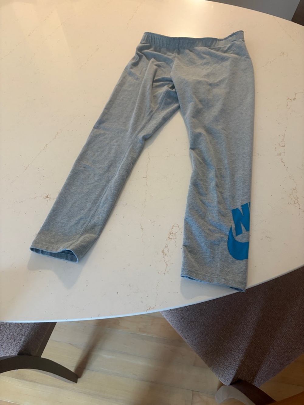 Nike Light Gray Capri Leggings with Blue Logo